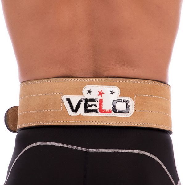 Пояс для пауэрлифтинга кожаный VELO VL-6645 размер M бежевый