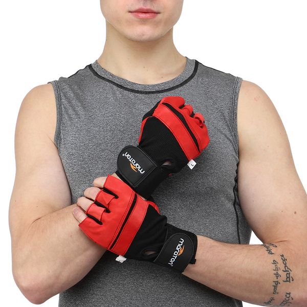 Перчатки для фитнеса и тяжелой атлетики MARATON MAR-504 L черный-бордовый