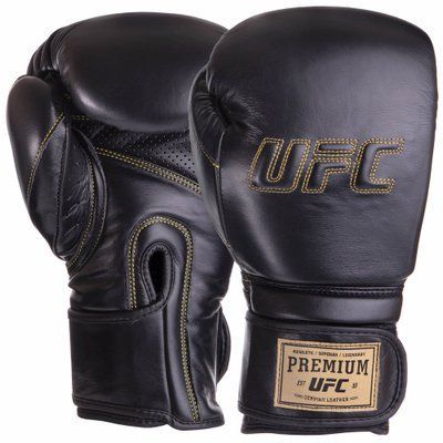 Рукавички боксерські шкіряні UFC PRO Prem Prem Hook & Loop UHK-75049 14 унцій чорний