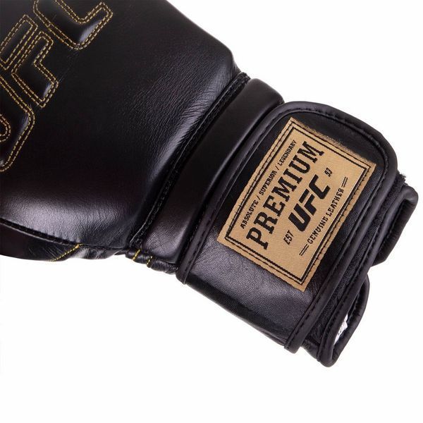 Рукавички боксерські шкіряні UFC PRO Prem Prem Hook & Loop UHK-75049 14 унцій чорний