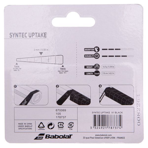 Обмотка на ручку ракетки BABOLAT SYNTEC UPTAKE BB670069-105 1шт черный