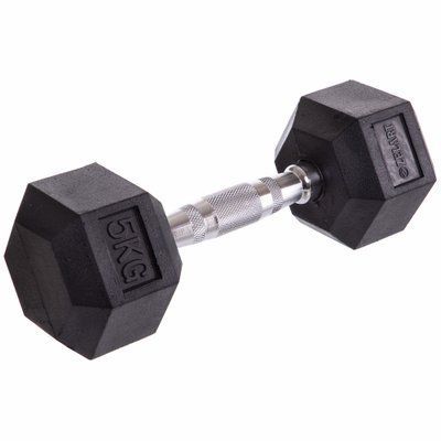 Гантель цільна шестигранна ZELART TA-5159-5 1шт 5кг