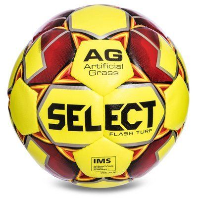 М'яч футбольний SELECT FLASH TURF IMS №5 жовтий-червоний