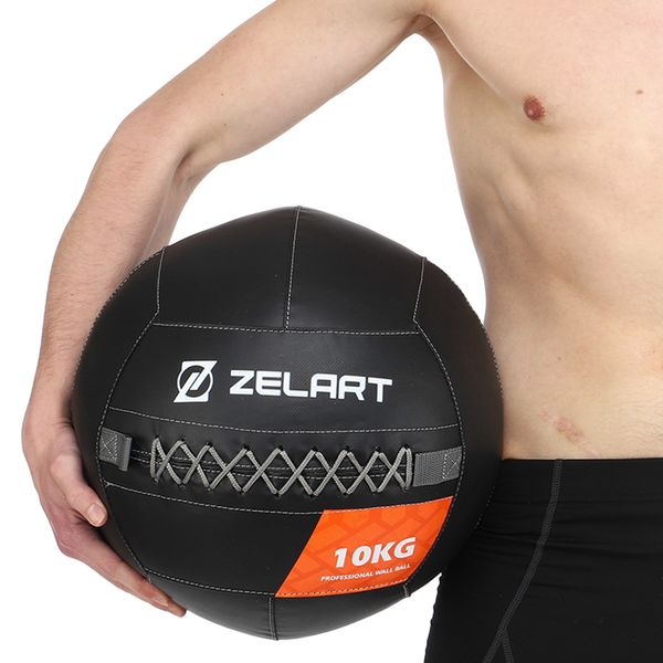 М'яч волбол для кросфіту та фітнесу Zelart WALL BALL TA-7822-10 вага-10кг чорний