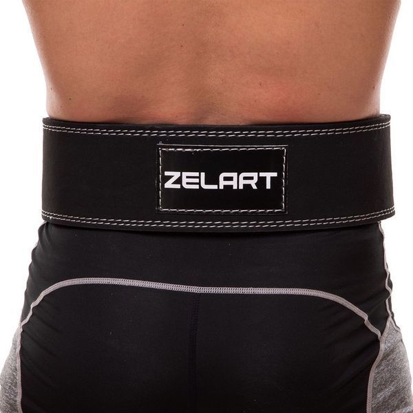 Пояс для пауерліфтингу шкіряний ZELART SB-165175 ширина-10см розмір-XXL чорний
