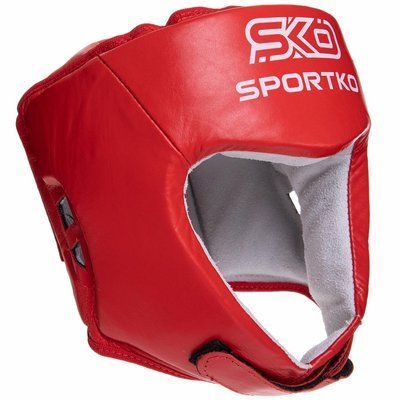 Шолом боксерський відкритий шкіряний ФБУ SPORT M червоний