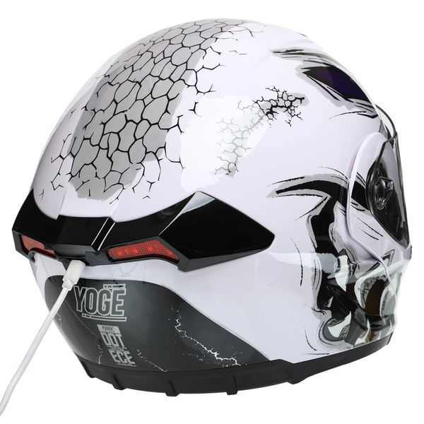 Мотошолом модуляр (flip-up) YOGE Паща дракона M-9403-1 M білий-чорний