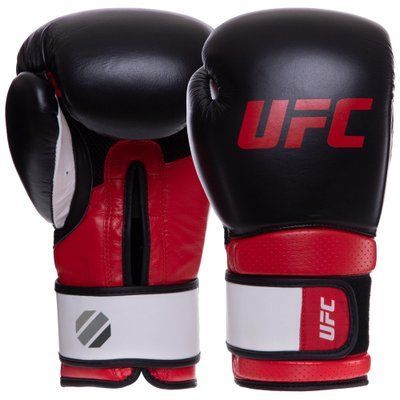 Рукавички боксерські шкіряні UFC PRO Training UHK-69991 16 унцій червоний-чорний