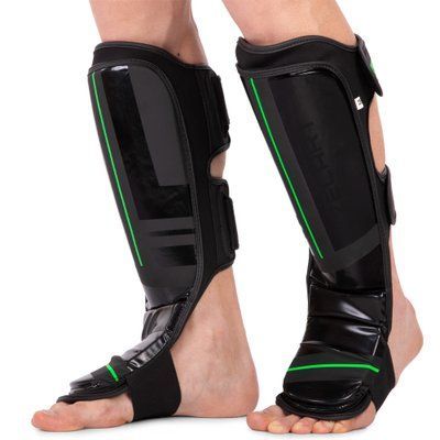 Защита голени и стопы для единоборств ZELART VL-3090 S черный-салатовый