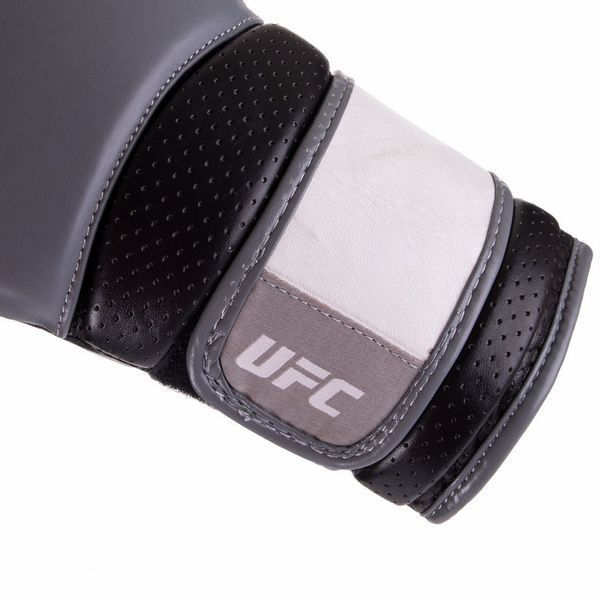Рукавички боксерські шкіряні UFC PRO Training UHK-69993 12 унцій сірий-чорний