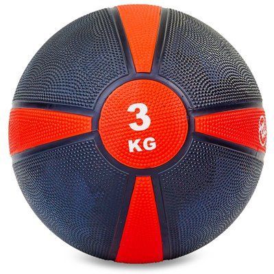 М'яч медичний медбол Zelart Medicine Ball FI-5122-3 3кг чорний-червоний