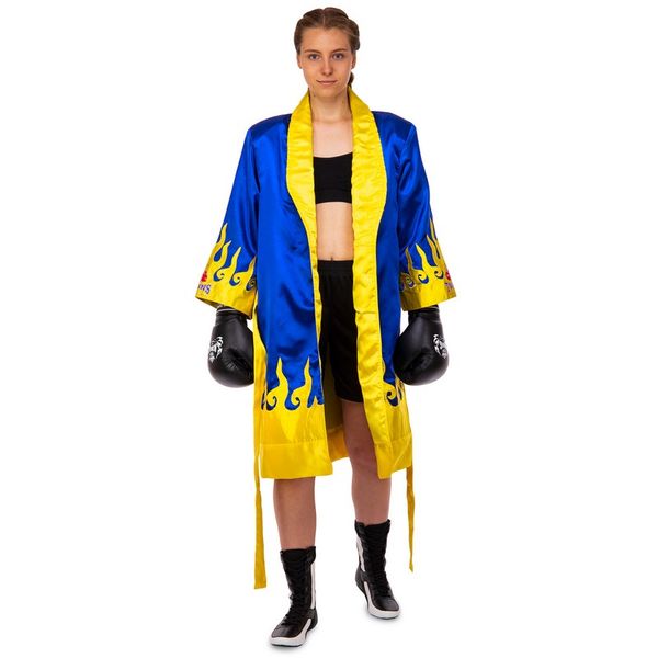 Халат боксерський TWINS FTR-2 M синій-жовтий