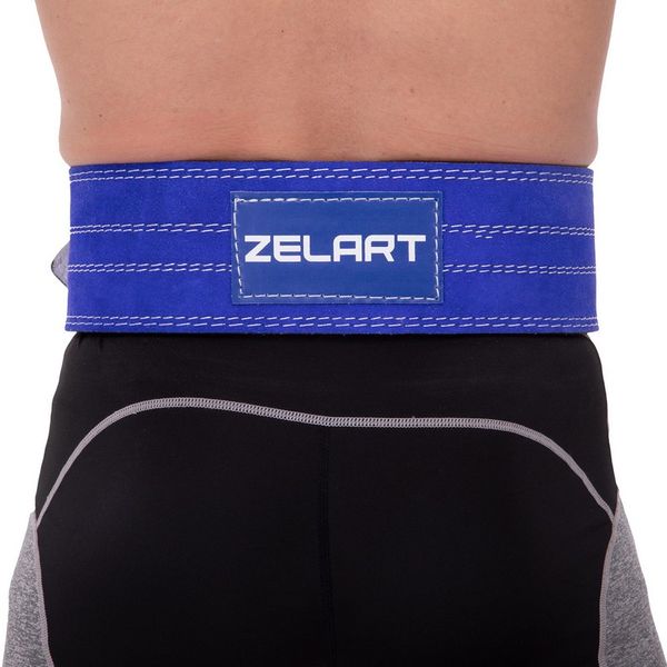 Пояс атлетический кожаный ZELART SB-165155 ширина-10см размер-XS синий