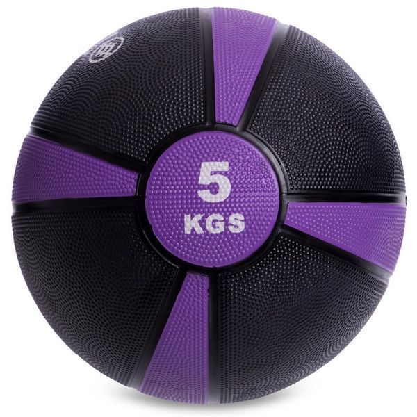М'яч медичний медбол Zelart Medicine Ball FI-5122-5 5кг чорний-фіолетовий
