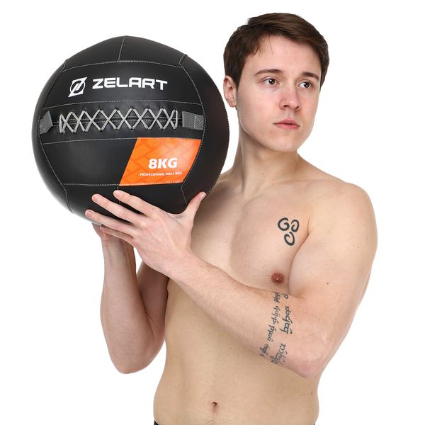 Мяч волбол для кроссфита и фитнеса Zelart WALL BALL TA-7822-8 вес-8кг черный