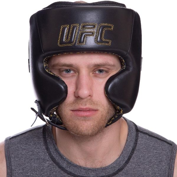 Шолом боксерський у мексиканському стилі шкіряний UFC PRO Prem Lace Up UHK-75054 S-M чорний