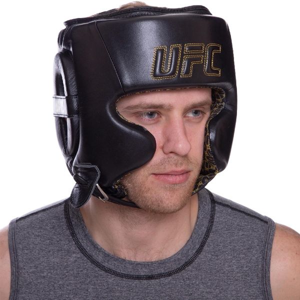 Шолом боксерський у мексиканському стилі шкіряний UFC PRO Prem Lace Up UHK-75054 S-M чорний