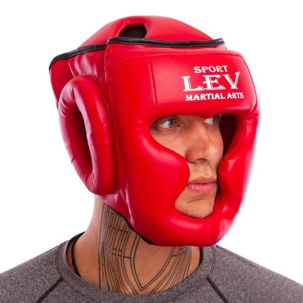Шолом боксерський з повним захистом LEV LV-4294 М червоний