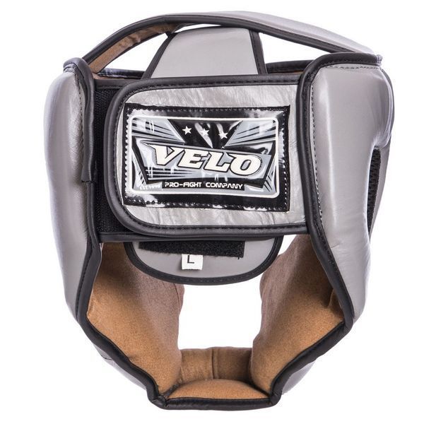 Шлем боксерский с полной защитой кожаный VELO VL-2219 XL серый