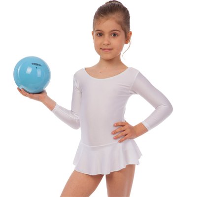 Купальник для танцев и гимнастики с длинным рукавом и юбкой Lingo CO-2012-W M белый