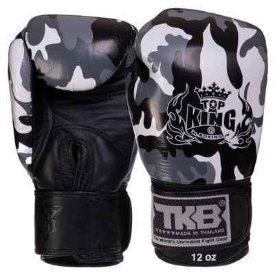 Рукавички боксерські шкіряні TOP KING Empower Camouflage TKBGEM-03 8 унцій сірий