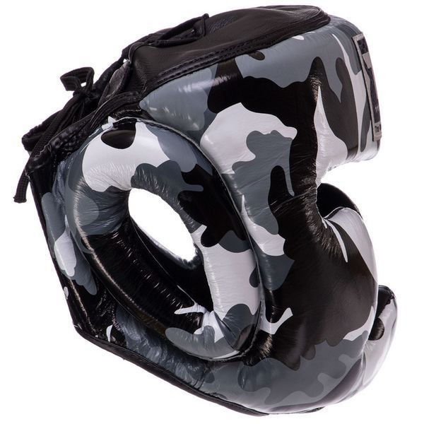 Шолом боксерський із повним захистом шкіряний TOP KING Empower Camouflage TKHGEM-03 S сірий
